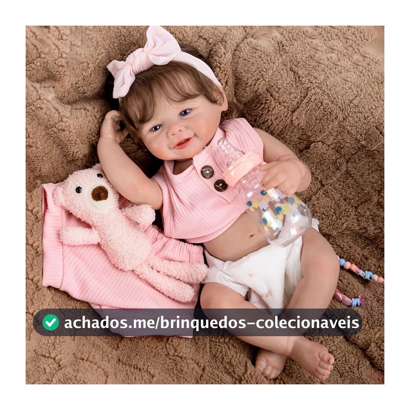Brastoy Menina Rosa Princesa Bebe Reborn Boneca 48cm Silicone Realista