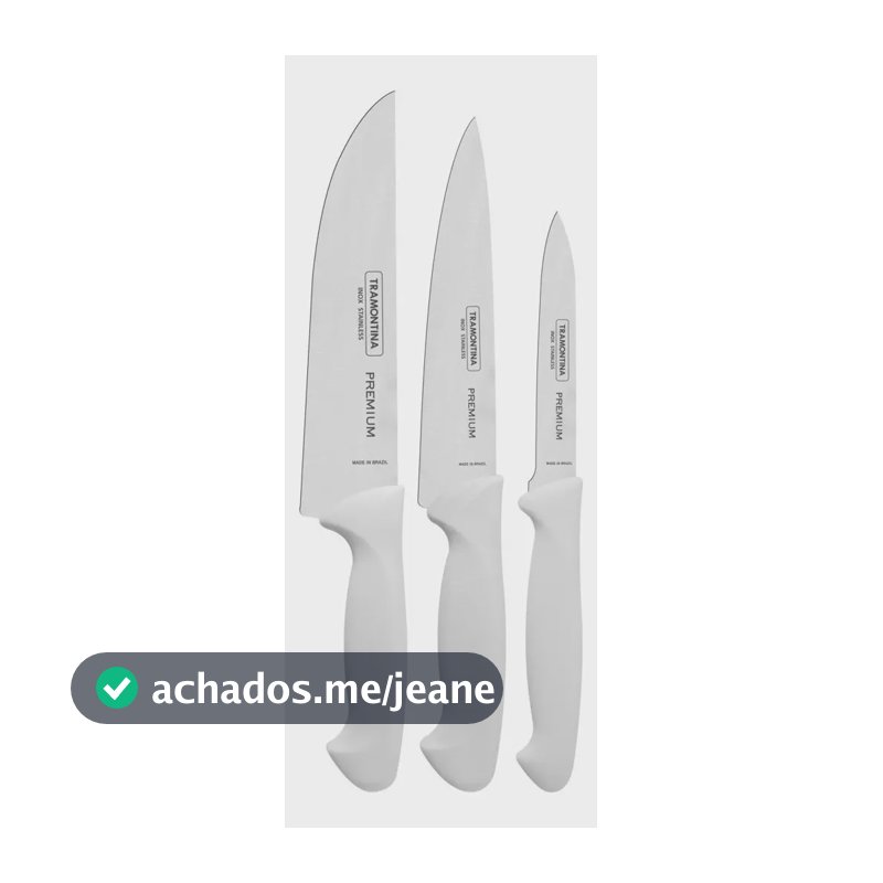 Jogo 3 Facas Premium Inox/polipropileno Branco Tramontina