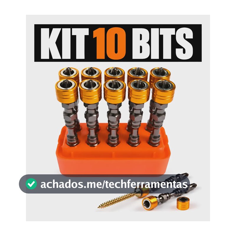 Bits Magnético Ponteira Philips Parafusadeira Ph2 Kit 10 Und