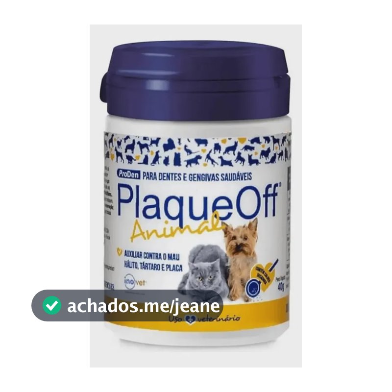 Inovet Plaqueoff Creme Dental Pó 40g Para Cães E Gatos Natural