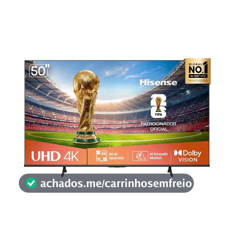 Smart TV Hisense 4K 50" Polegadas 50A6NV com Dolby Vision, HDR10, HLG, Dolby Gaming, Film Maker, DTS Virtual X, Compatibilidade Alexa e Google Home