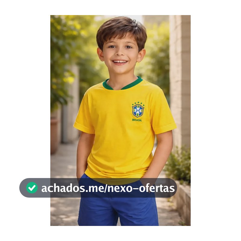 Camiseta Infantil Brasil Em Helanca Bordado