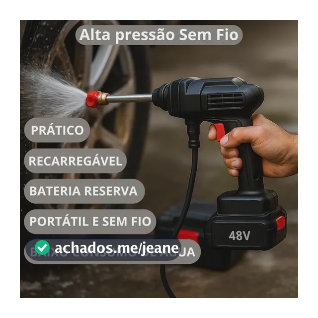 Lavadora Lava Jato Portátil Alta Pressão 2 Baterias Recarregáveis 48v Sem Fio Maleta Preto 50 Hz X 60 Hz