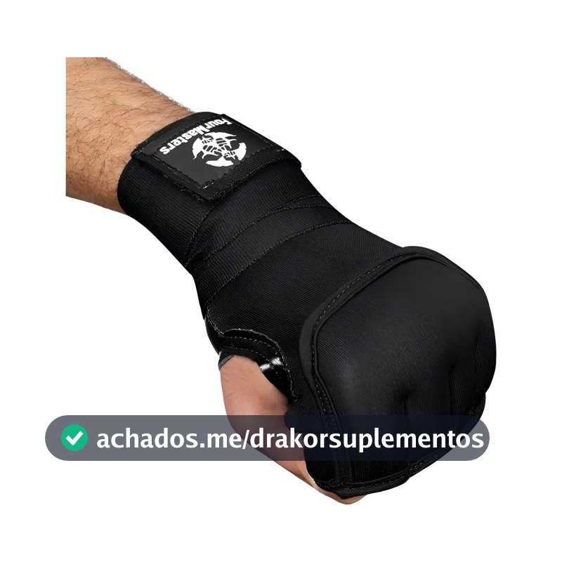 Bandagem Rápida Luva Treino Muay Thai Boxe Mma Four Masters Cor Preto Tamanho P
