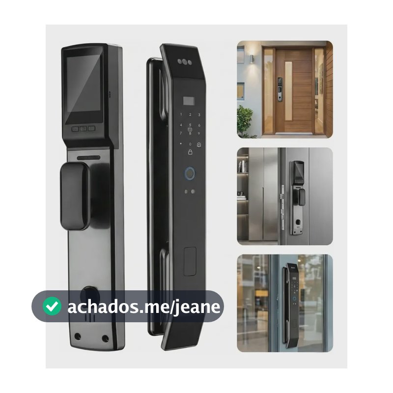 Fechadura Senha Digital Inteligente Facial Wifi Câmera Hd Preto