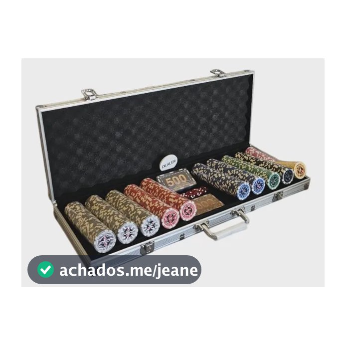 Maleta Jogo Poker 500 Fichas Numeradas Holográficas 11g + Dados Profissional - Luatek