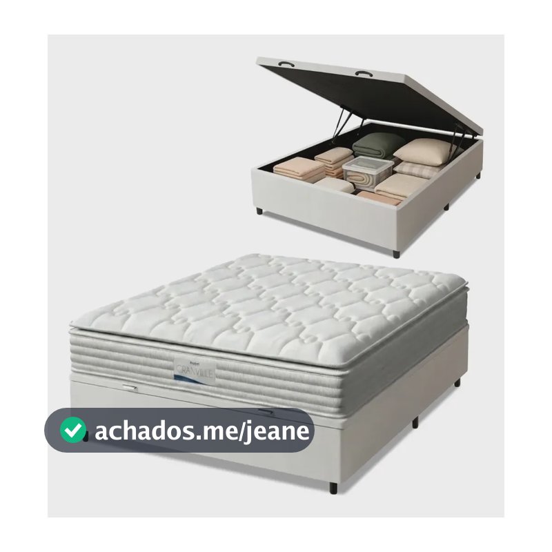 Cama Box Baú Casal Colchão Granville Com Pillow Probel Branco