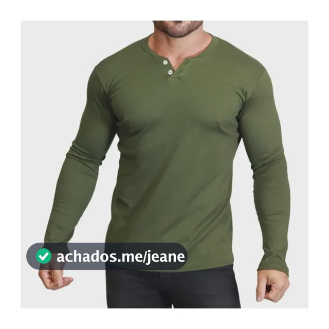 Camiseta Masculina Henley Slim Fit Mlonga 2 Botões J Silver
