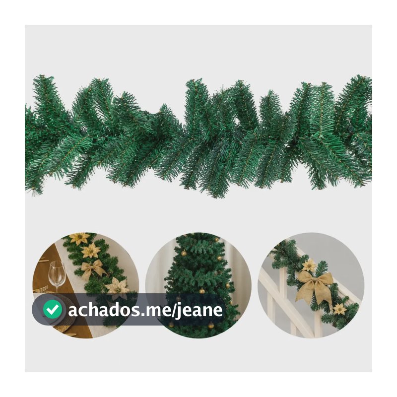 Kit 2 Festão Aramado Galhos Grosso Cheio Com 2,70 Metros De Natal Árvore Decoração