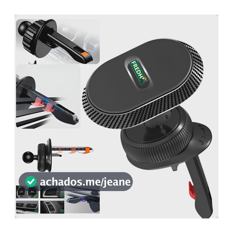 Suporte Veicular Magnético Para Celular Saida Ar Ima Forte Preto