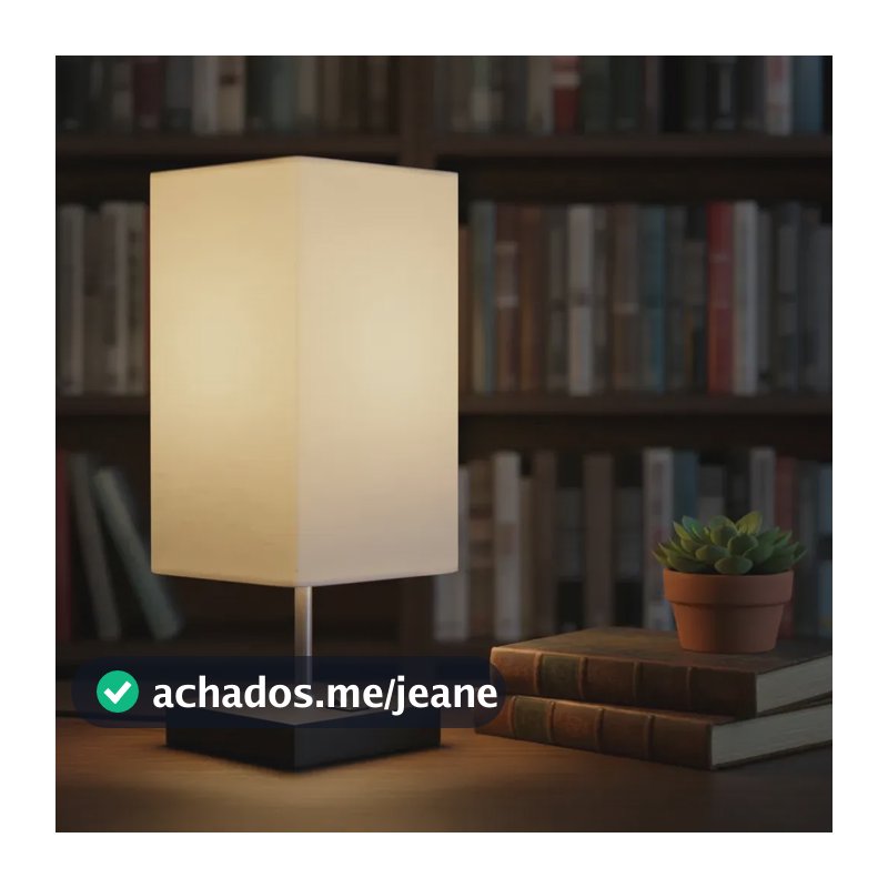 Luminaria Abajur De Mesa Mdf Tabaco Cupula Tecido Agodão E27 Cúpula Preto Cup Bege
