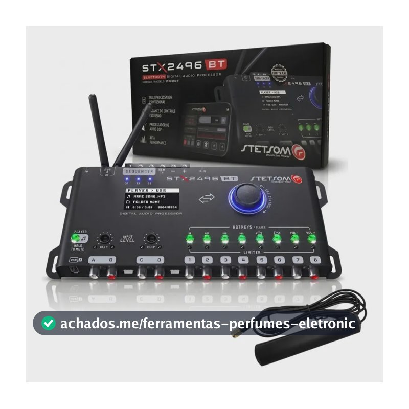 Processador Stx2496 Bt Stetsom Com Radio Fm Bluetooth E Usb Preto