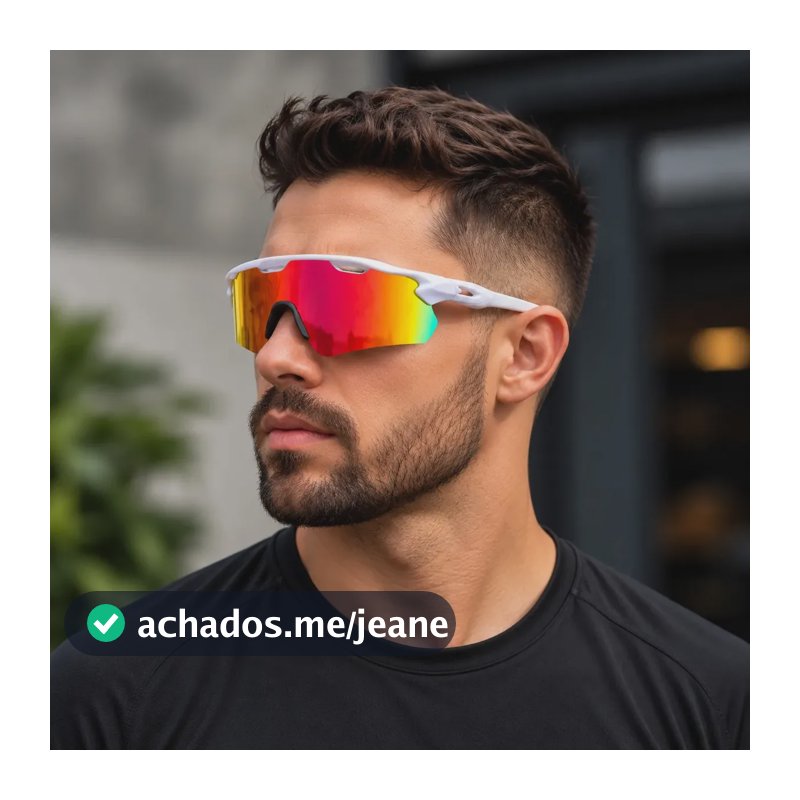 Óculos Esportivo Ciclismo Bike ciclista corrida Proteção Uv400 estilo radar Branco/multicolor
