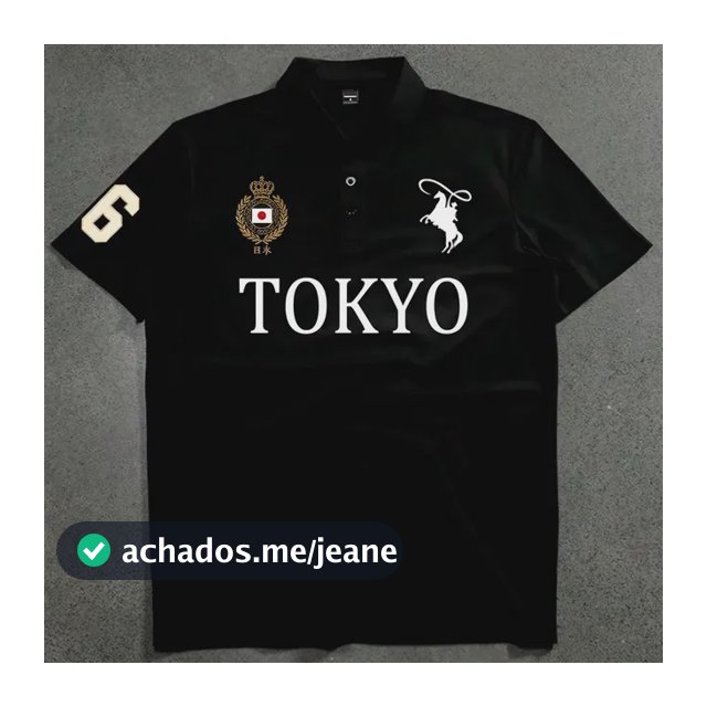 Camiseta Polo Piquet Tokyo Japão De Manga Curta Algodão