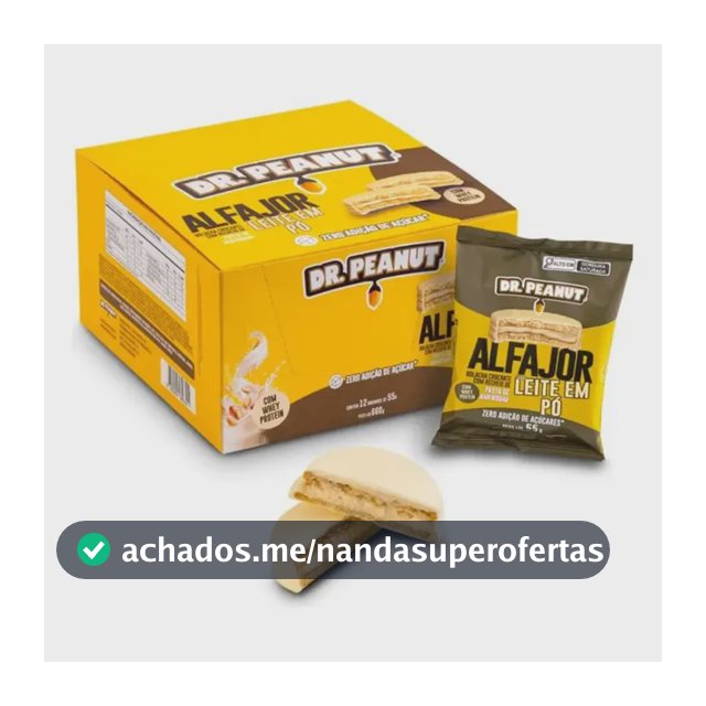 Alfajor Dr. Peanut Sabor Leite em Pó com Whey Protein 12un 35g