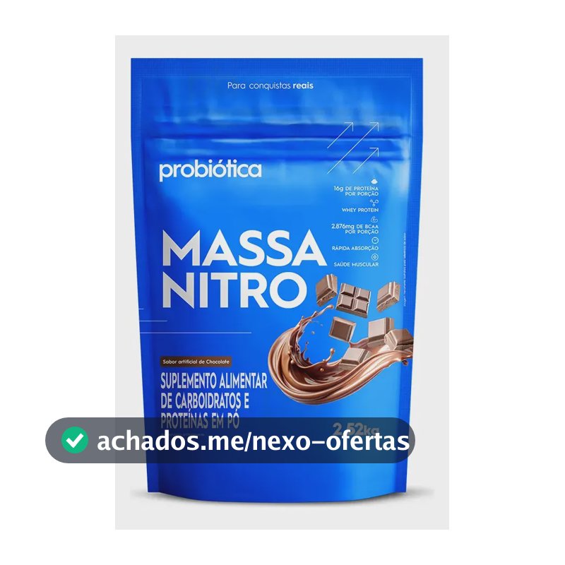 Massa Nitro Probiótica Hipercalórico Para Ganho Massa Sabor Chocolate 2,52kg