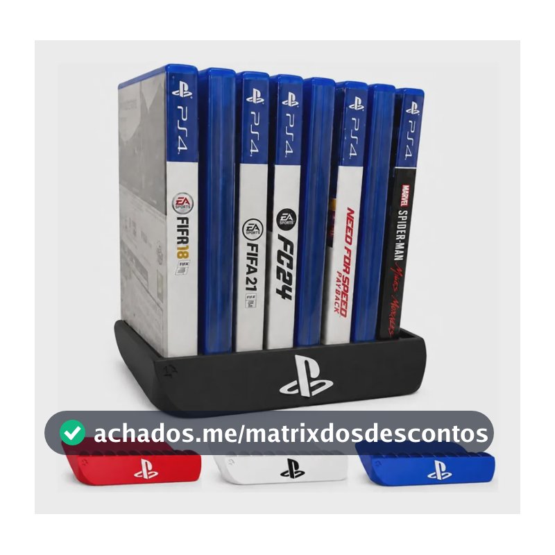 Suporte Porta Jogos Playstation Ps5 Ps4 Ps3 Até 10 Jogos Preto