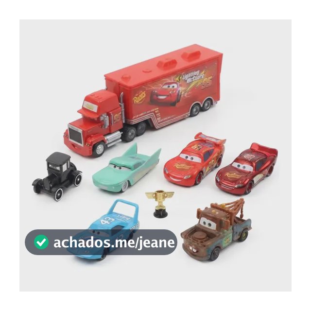 Kit 7 Carrinhos Carros O Filme - Relâmpago Mcqueen E Troféu Relâmpago Mcqueen Colorido