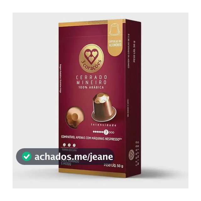 Cápsula de Café Cerrado Mineiro Compativel com Nespresso 10 unid Marca 3 Corações