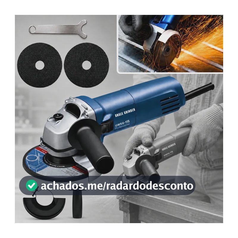 1000w Esmerilhadeira Lixadeira Angular 115mm 11000rpm Kinetx