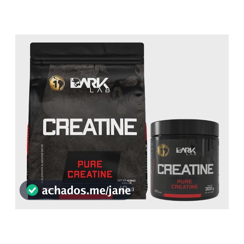 Creatina Pura Refil 1kg Sem Sabor + Creatina 300g Sem Sabor Dark Lab