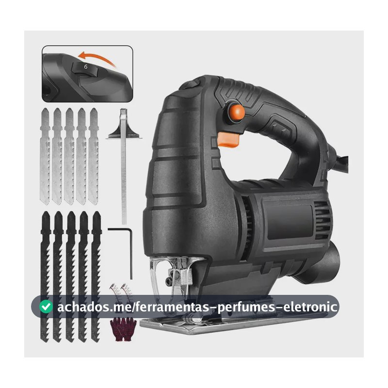 Serra Tico-Tico Perfin 780W com Velocidade Variável e Troca de Lâmina Rápida