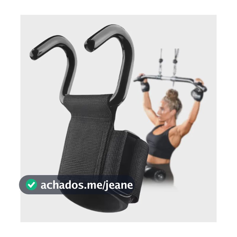 Ganchos Musculação Neoprene Preto Antiderrapante 136kg Par