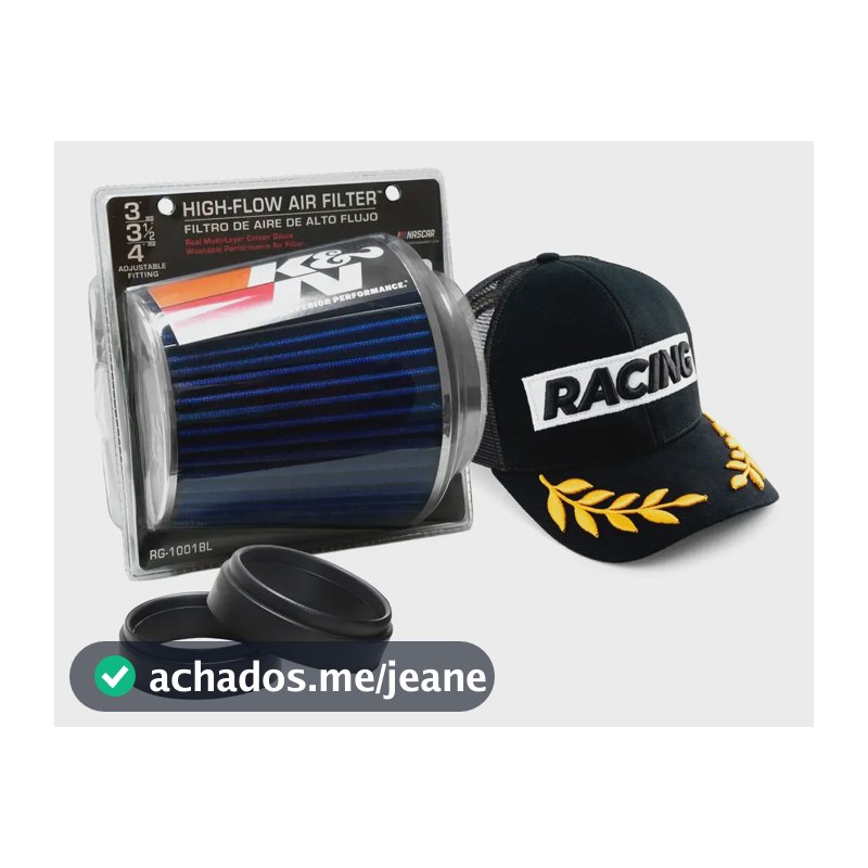 Filtro Ar K&n Duplofluxo Ajustavel Rg-1001bl Adesivos Brinde