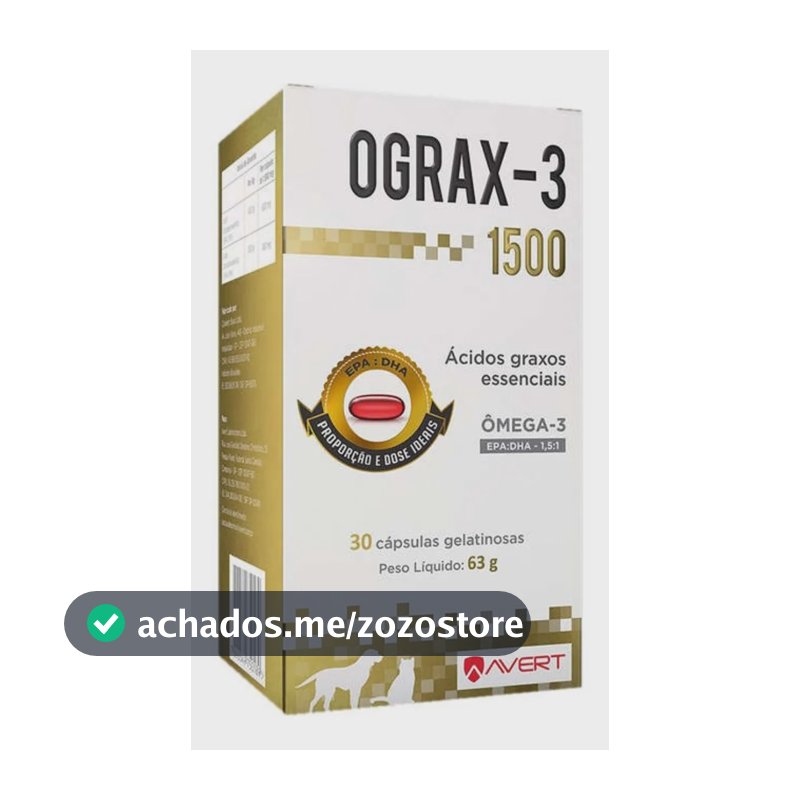 Ômega 3 Avert Ograx-3 1500 Cães/Gatos 30 Cápsulas