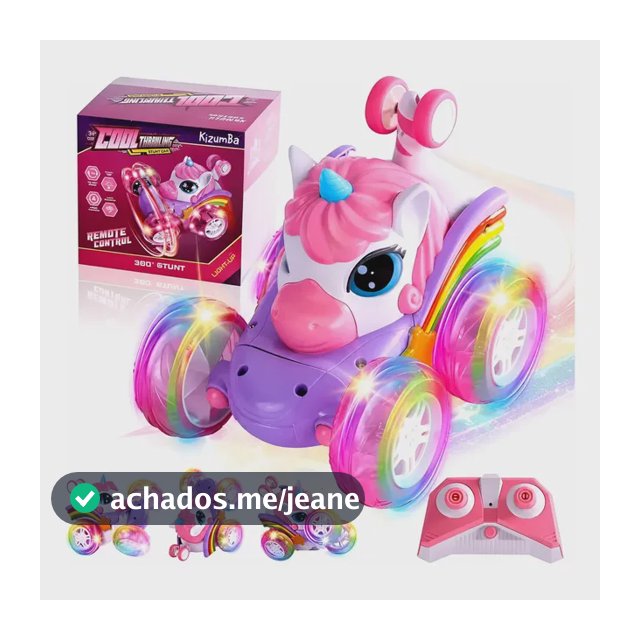 Carrinho Unicórnio Recarregável Com Luzes Coloridas Com Controle Remoto Brinquedo Encantado Infantil Menina Kizumba