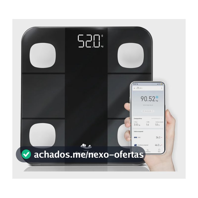 Balança Digital Corporal Bioimpedância Aplicativo Bluetooth Relaxmedic