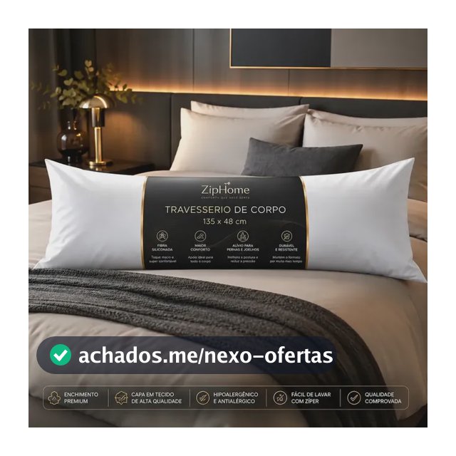 Travesseiro De Corpo Gigante Ortopédico 100% Fibra Siliconada Gestante Grávida Quiropraxia Super Macio Alivia Dor na Coluna Ziphome