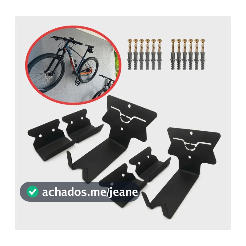 Kit 2 Suportes De Bike Parede Horizontal Mtb Speed Preto Preto