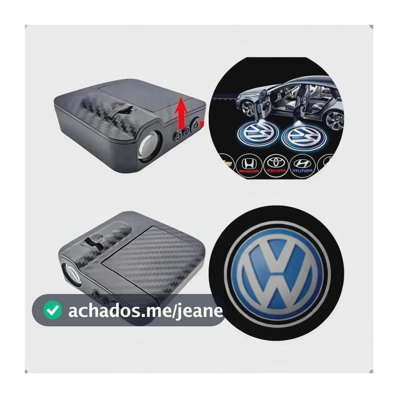 2 Projetor Led Portas Carro Diversos Logotipos | Volkswagen