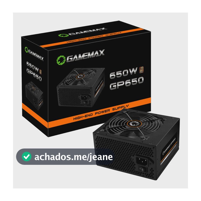 Fonte Alimentacao Preta 650w Gamemax Gp650 80 Plus Bronze Cor Preto