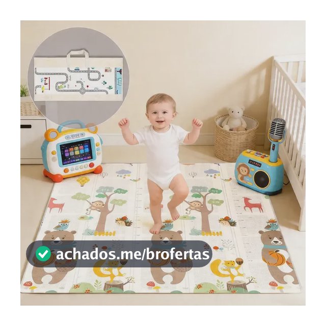 Tapete Tatame Dobráve Infantil 120x180cmx6mm Dupla Face Bebê