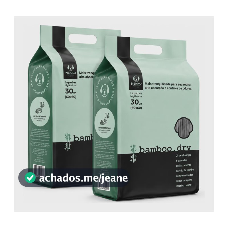 Tapete Higiênico Premium Cachorro 60x60 Bamboo.dry Nekko 2 Pacotes 60 Tapetes