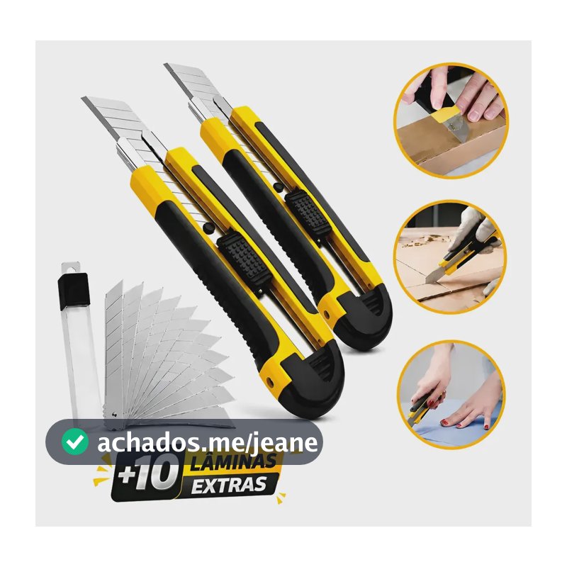 Kit 2 Estilete Profissional 18mm Emborrachado Aço + Lâminas