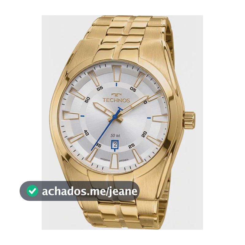 Relógio Technos Skymaster Masculino Dourado Prateado Analógico 50m