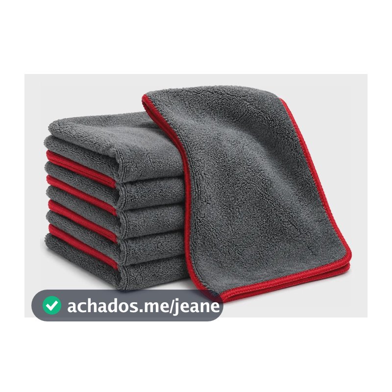Flanela Toalha Microfibra Automotivo 2 Lados 1200gsm 40x40 Cinza - Borda Vermelha