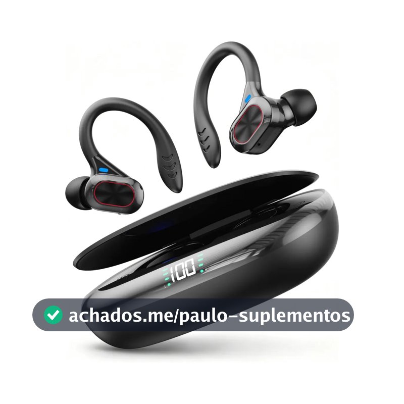 Fone de Ouvido JSKJ In-ear Bluetooth 5.3 com Cancelamento de Ruído, Esportivo e À Prova D'Água para Corrida