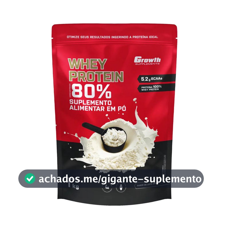 Proteína Growth Supplements Whey concentrado em pó sabor Leite em Pó x 1kg