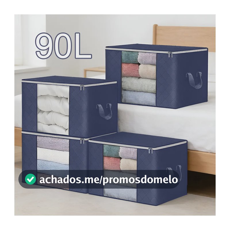 Kit 4un Saco Organizador Edredon Cobertor Multiuso Dobrável Azul