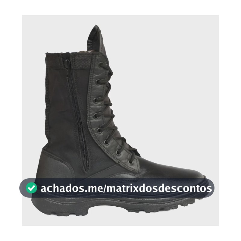 Coturno Militar Com Ziper Couro Extra Leve