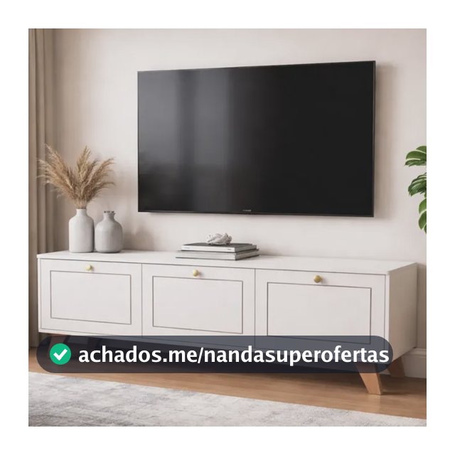 Rack Para Tv Aparador Versate Em Mdf Branco Com 3 Portas Branco