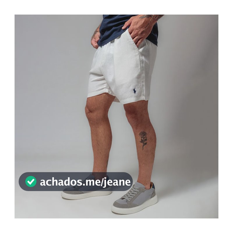 Shorts Original De Linho Premium Bermuda Liocel Off White Off White Liso P