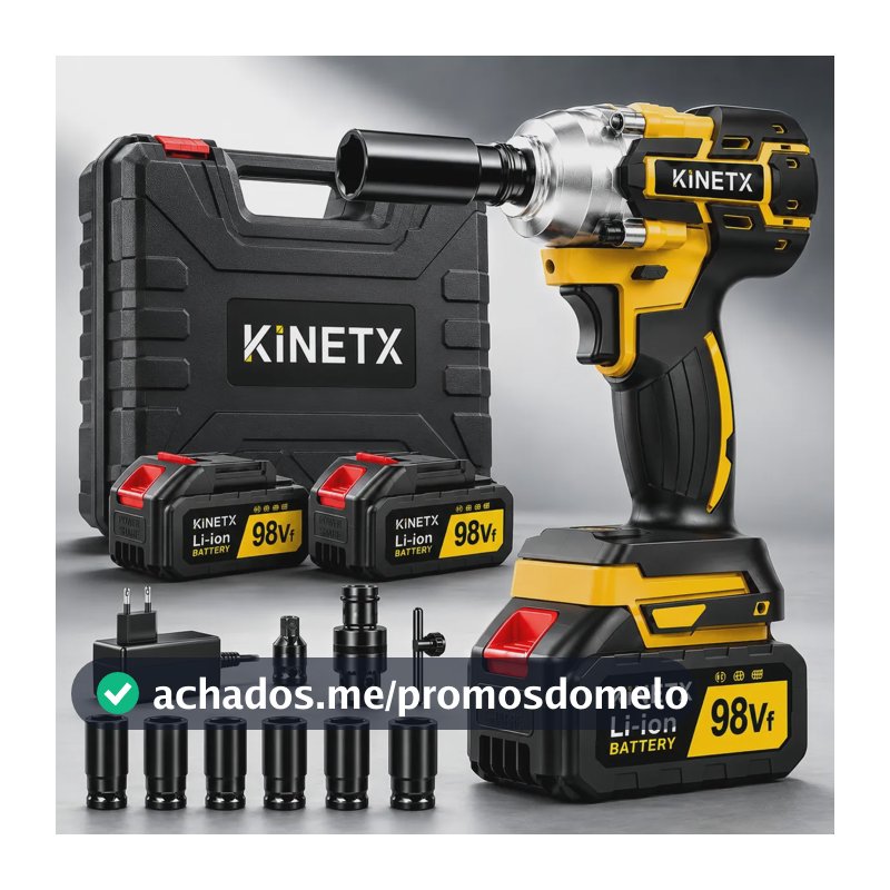 Chave De Impacto 800n.m 98v Brushless Com 2 Baterias Sem Fio Amarelo 127/220v
