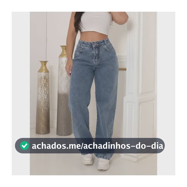 Calça Jeans Wide Leg Feminina Cintura Alta Sem Lycra Stillge