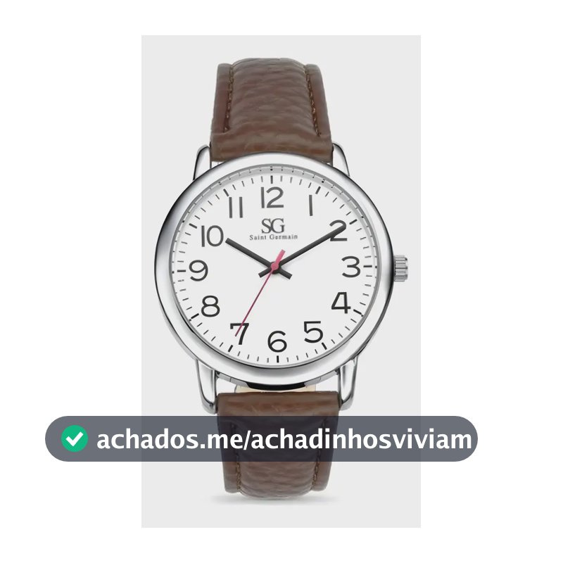 Relógio Masculino Chrowl Prateado Saint Germain Correia De Couro Sintético Marrom Caixa Prateada Fundo Branco 40mm Elegante Clássico