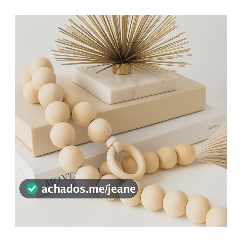 Colar De Mesa De Madeira Decorativo Artesanal Boho Franja 1m Bege
